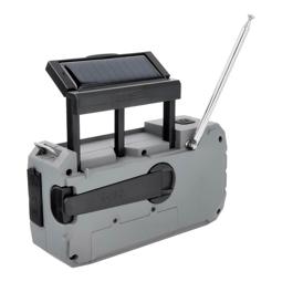 Radio FM con linterna, alarma SOS y powerbank solar de 4000 mAh negro