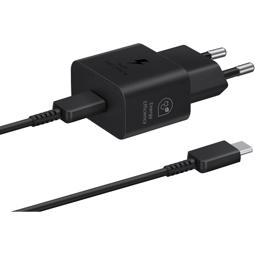 Samsung cargador de red original USB-C GAN carga rápida PD 25W (EP-T2510XWEGEU) + cable USB-C a USB-C negro