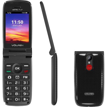 Volfen Astro Flip 4G - Teléfono Móvil con Tapa para Mayores negro