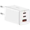 Baseus GaN5 Pro cargador carga rápida 2xUSB-C+1xUSB 65W blanco