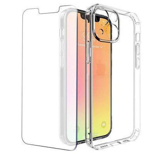 Protector cristal templado + carcasa híbrida iPhone 14 Plus transparente