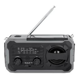Radio FM con linterna, alarma SOS y powerbank solar de 4000 mAh negro