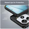 Funda silicona Xiaomi Redmi Note 14 5G, alta protección e inserciones símil a fibra de carbono negro