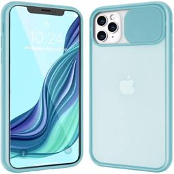 Carcasa iPhone 11 Pro híbrida con protector de cámara deslizante azul