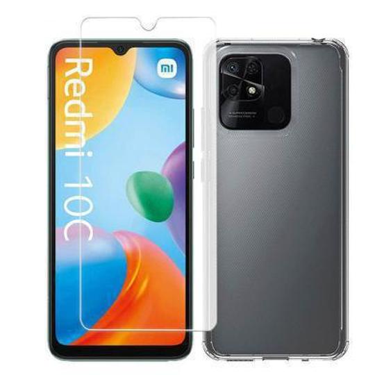 Protector cristal templado + carcasa híbrida Xiaomi Redmi 10C transparente