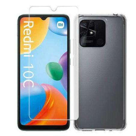 Protector cristal templado + carcasa híbrida Xiaomi Redmi 10C transparente