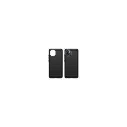 Funda silicona Xiaomi Redmi A1 / A2, alta protección e inserciones símil a fibra de carbono negro