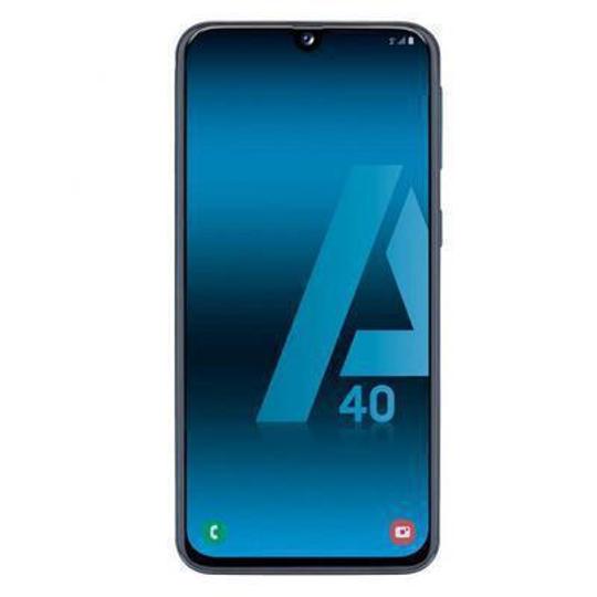 Maqueta original Samsung Galaxy A40 con simulación de pantalla encendida, color negro