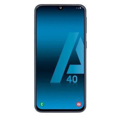 Maqueta original Samsung Galaxy A40 con simulación de pantalla encendida, color negro