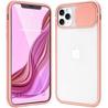 Carcasa iPhone 11 Pro Max híbrida con protector de cámara deslizante rosa