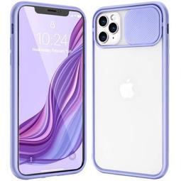 Carcasa iPhone 11 Pro Max híbrida con protector de cámara deslizante morado