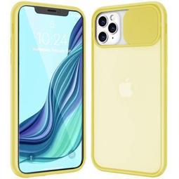 Carcasa iPhone 11 Pro híbrida con protector de cámara deslizante amarillo