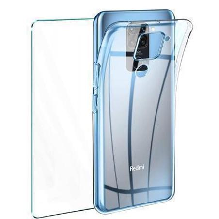 Protector cristal templado + funda silicona Xiaomi Redmi Note 9 transparente