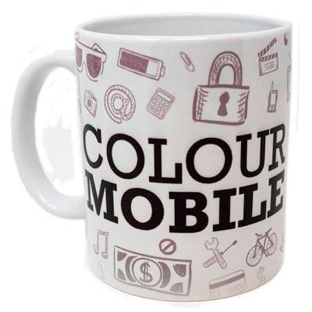 Taza de cerámica 350ml blanca con personailzación COLOURMOBILE