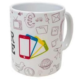 Taza de cerámica 350ml blanca con personailzación COLOURMOBILE
