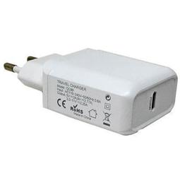 Cargador de red USB-C carga rápida PD y QC 25W 3A blanco