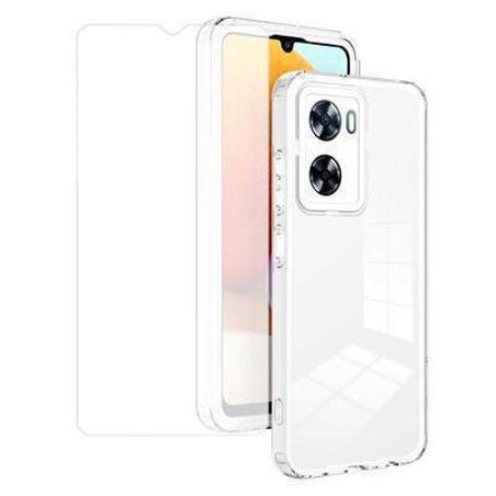 Protector cristal templado + carcasa híbrida Oppo A57 4G / A57s transparente