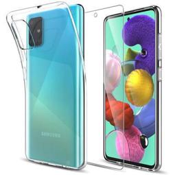 Protector cristal templado + funda silicona Samsung Galaxy A51 5G transparente