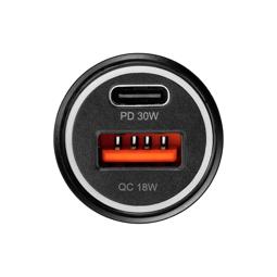 Blue Star Cargador de coche QC 3.0 30W USB-C + USB-A + cable USB-C