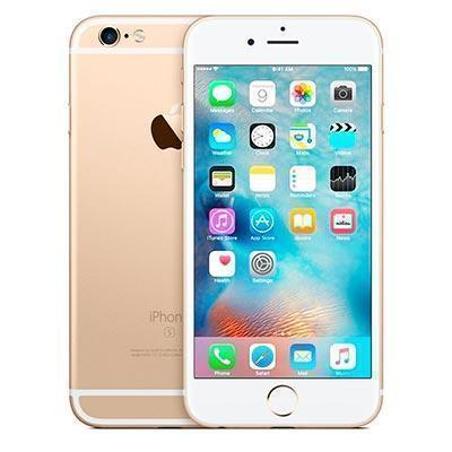 Maqueta de iPhone 6S de alta calidad con simulación de pantalla encendida. Color dorado.