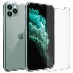 Protector cristal templado + funda silicona iPhone 11 Pro transparente