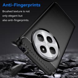 Funda silicona Xiaomi Redmi 14C, alta protección e inserciones símil a fibra de carbono negro