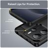 Funda silicona Xiaomi Redmi Note 14 4G, alta protección e inserciones símil a fibra de carbono negro