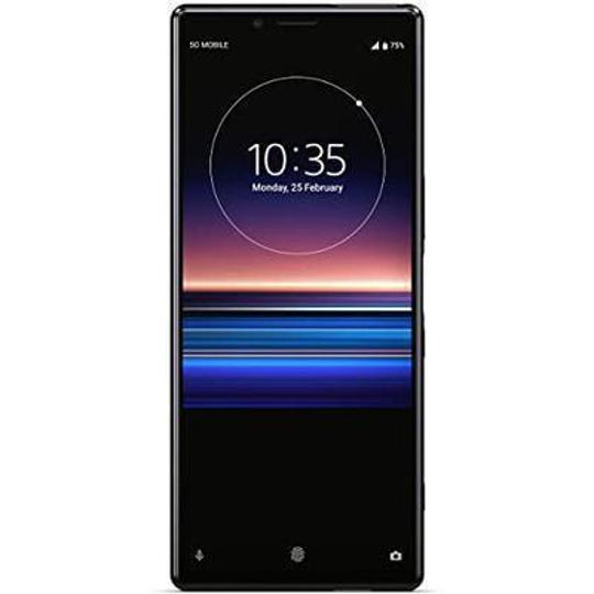 Maqueta original Sony Xperia 1 con simulación de pantalla encendida, color negro