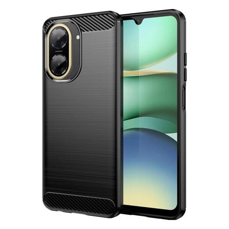 Funda silicona Xiaomi Redmi A5 4G, alta protección e inserciones símil a fibra de carbono negro