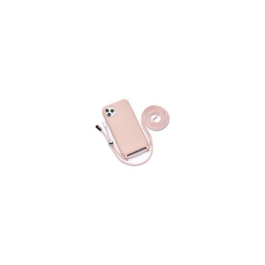 Funda colgante con cuerda para iPhone 12 mini silicona premium rosa
