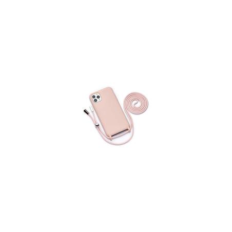 Funda colgante con cuerda para iPhone 12 mini silicona premium rosa