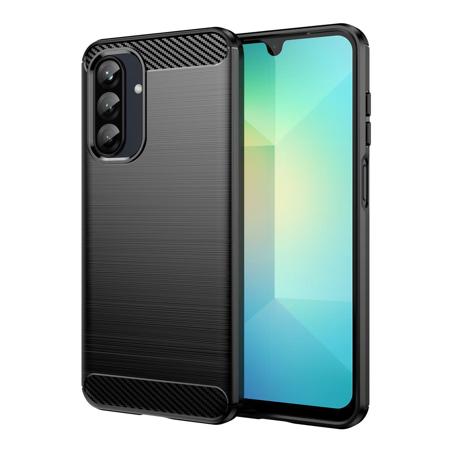 Funda silicona Samsung Galaxy A26 5G, alta protección e inserciones símil a fibra de carbono negro
