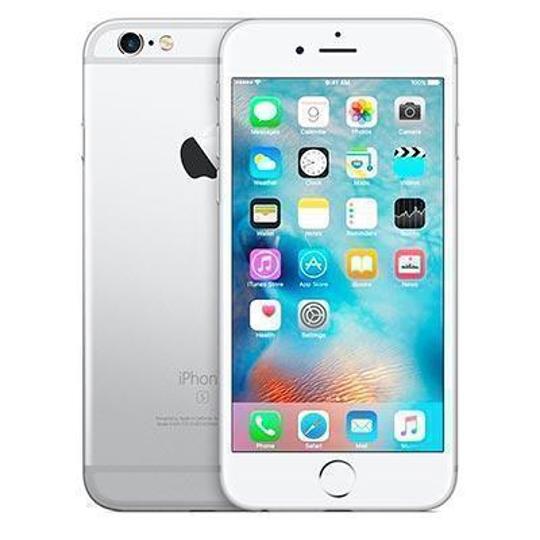 Maqueta de iPhone 6S Plus de alta calidad con simulación de pantalla encendida. Color plata.