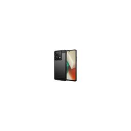 Funda silicona Xiaomi Redmi Note 13 4G, alta protección e inserciones símil a fibra de carbono negro