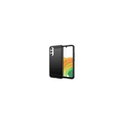 Funda silicona Samsung Galaxy A34 5G, alta protección e inserciones símil a fibra de carbono negro