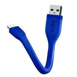 Cable de datos SBS mini 12cm microUSB azul