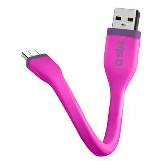 Cable de datos SBS mini 12cm microUSB rosa