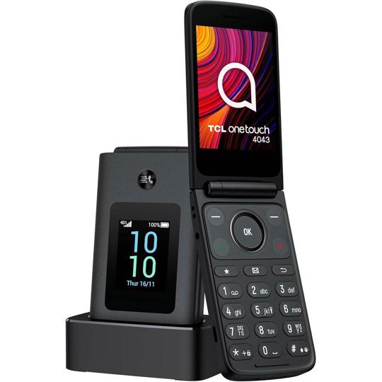 TCL Onetouch 4043D Teléfono de fácil uso, con teclas grandes, linterna, 4G negro