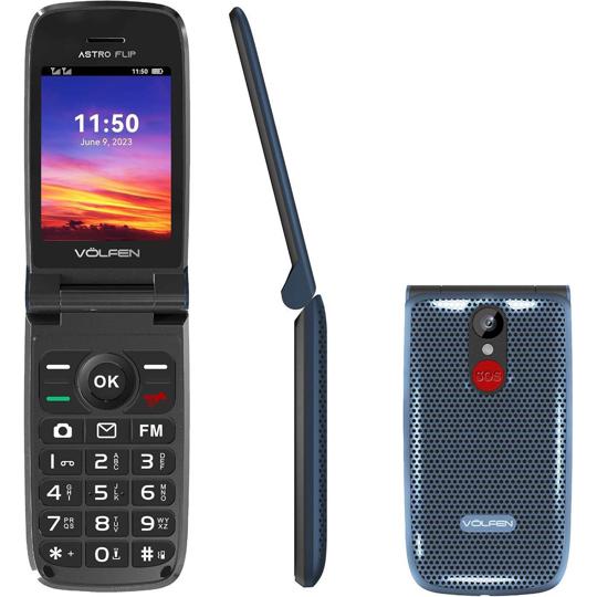 Volfen Astro Flip 4G - Teléfono Móvil con Tapa para Mayores azul