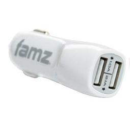 Cargador de coche salida doble USB 2.1A y 1A color color blanco