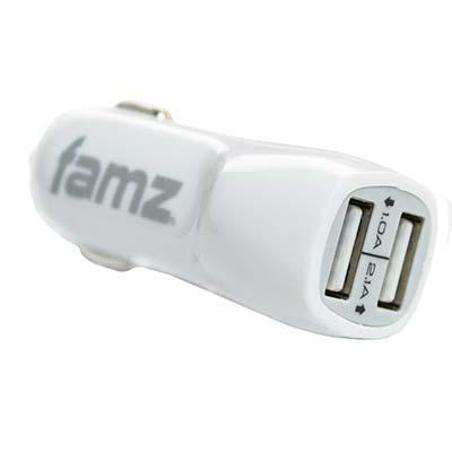 Cargador de coche salida doble USB 2.1A y 1A color color blanco