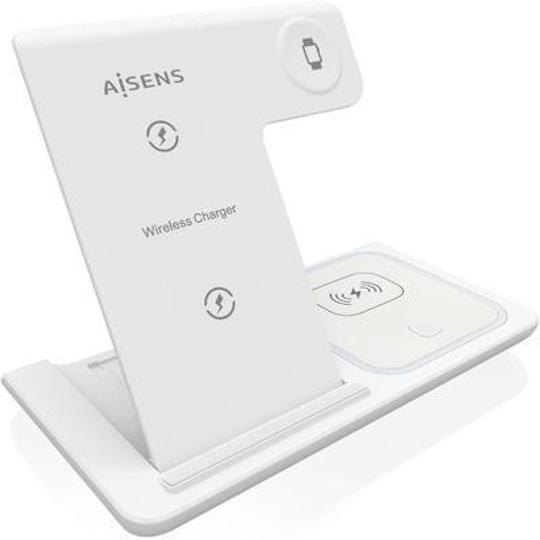 AISENS base de carga inalámbrica USB-C 15W para móvil, Apple Watch, auriculares blanco