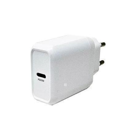 Cargador de red USB-C carga rápida PD y QC 25W 3A blanco