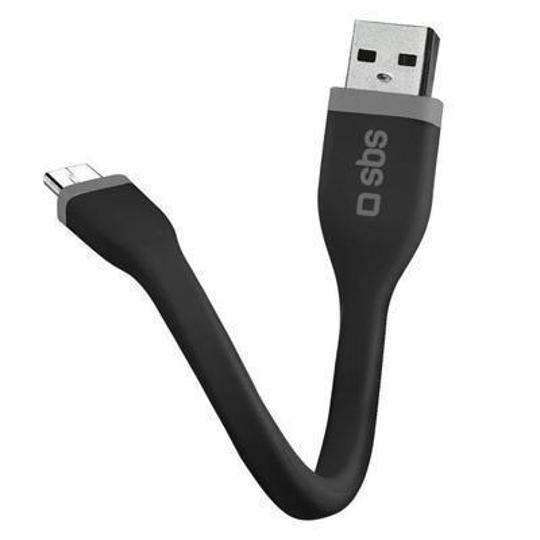 Cable de datos SBS mini 12cm microUSB negro