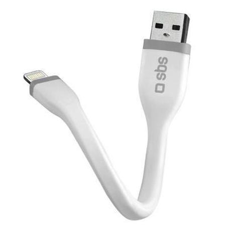 Cable de datos Mini 12CM SBS, Apple Lightning MFI blanco